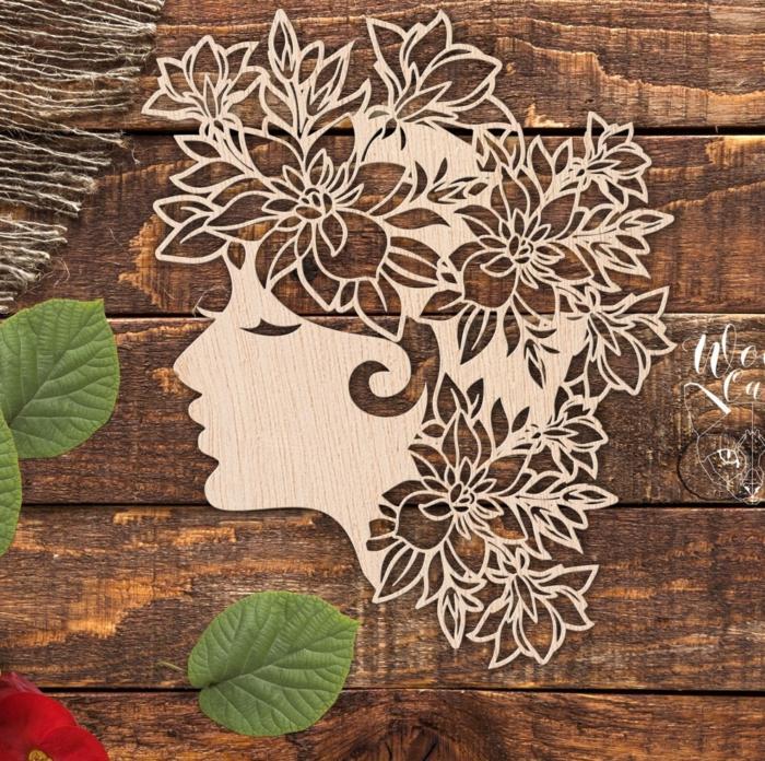 Engrave Girl Head With Floral Hair Free CDR Vectors Art