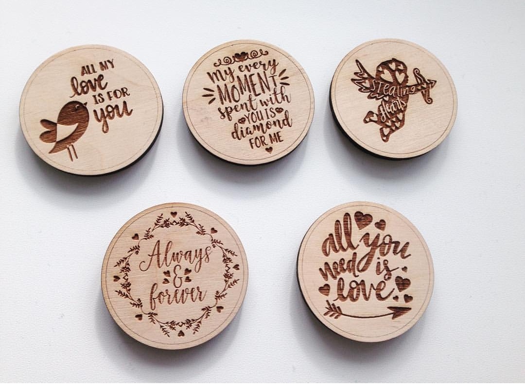Wooden Magnets Engraved Free CDR Vectors Art