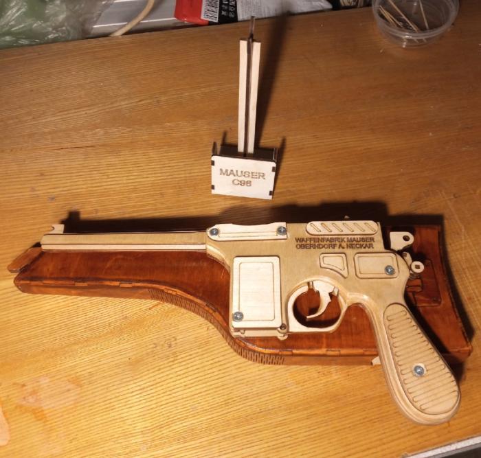 Mauser c96 Pistol Toy Gun For Laser Cut Free CDR Vectors Art