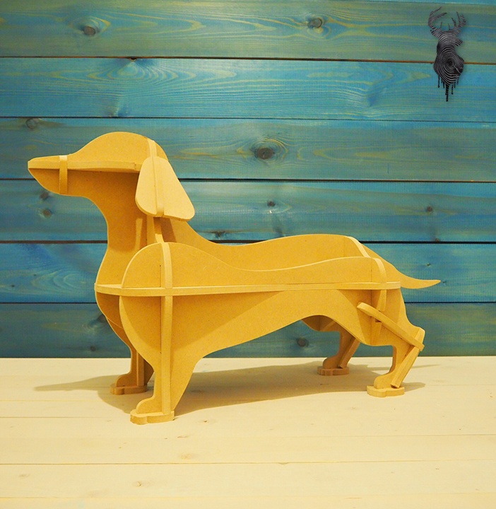 Laser Cut Dachshund Bookshelf Dog Storage Rack Free CDR Vectors Art