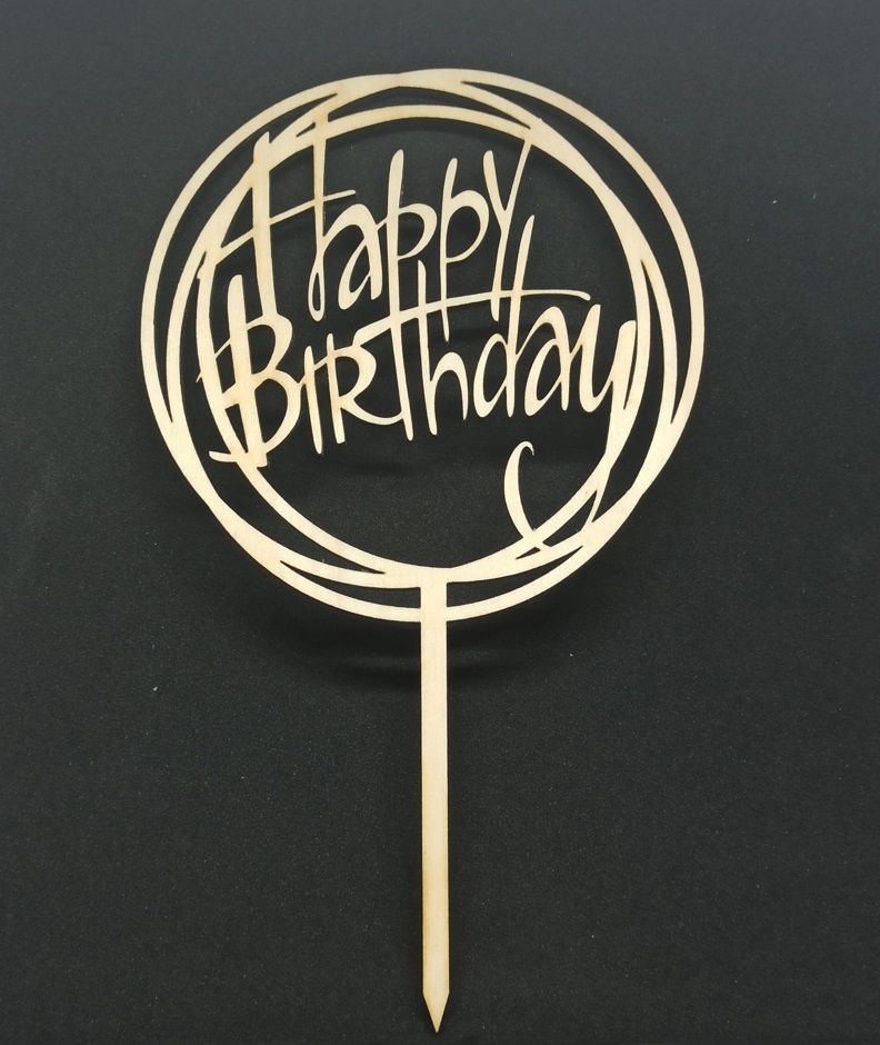 Decor Happy Birthday Cake Topper Free CDR Vectors Art