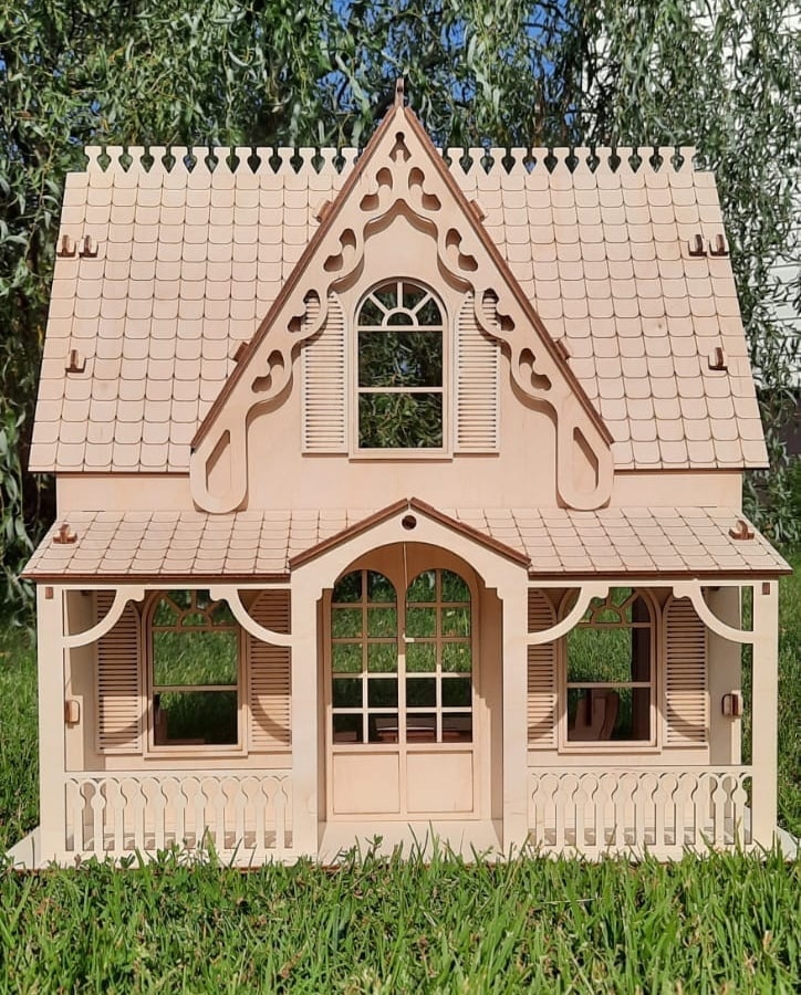 Laser Cut Two Storey Wooden Toy House 2 Story Dollhouse Free CDR Vectors Art