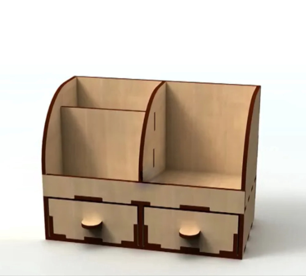 Laser Cut Desk Organizer With Drawers 4mm Free CDR Vectors Art