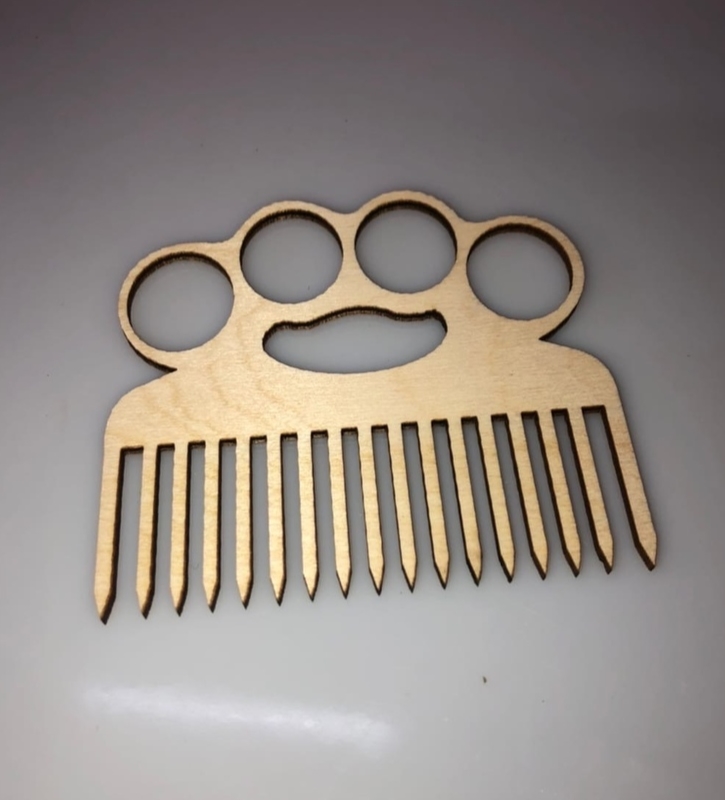 Laser Cut Wooden Knuckles Beard Comb Wide Tooth Comb Free CDR Vectors Art