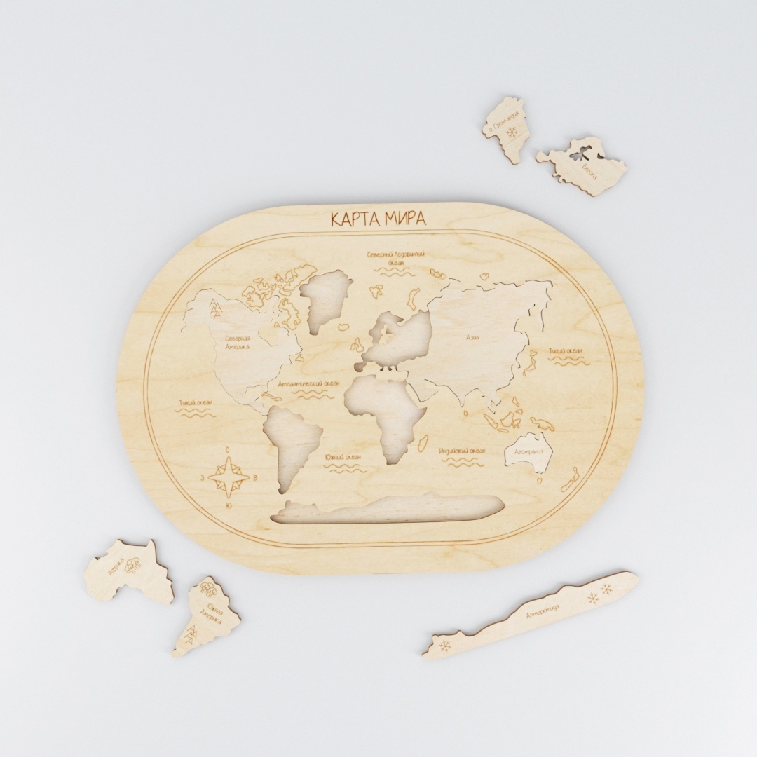 Wooden World Map Puzzle Free CDR Vectors Art