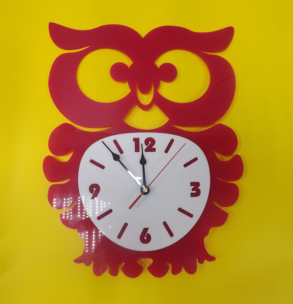 Laser Cut Owl Acrylic Wall Clock Free CDR Vectors Art