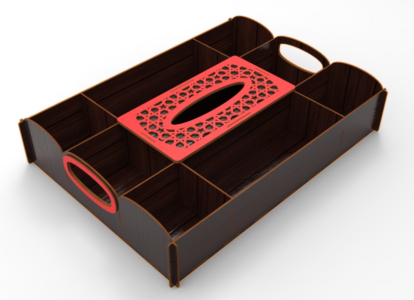 Laser Cut Snack Platter With Tissue Box 4mm Free CDR Vectors Art