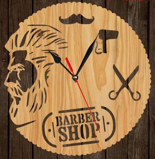 Laser Cut Wooden Hairdressers Wall Clock Free CDR Vectors Art