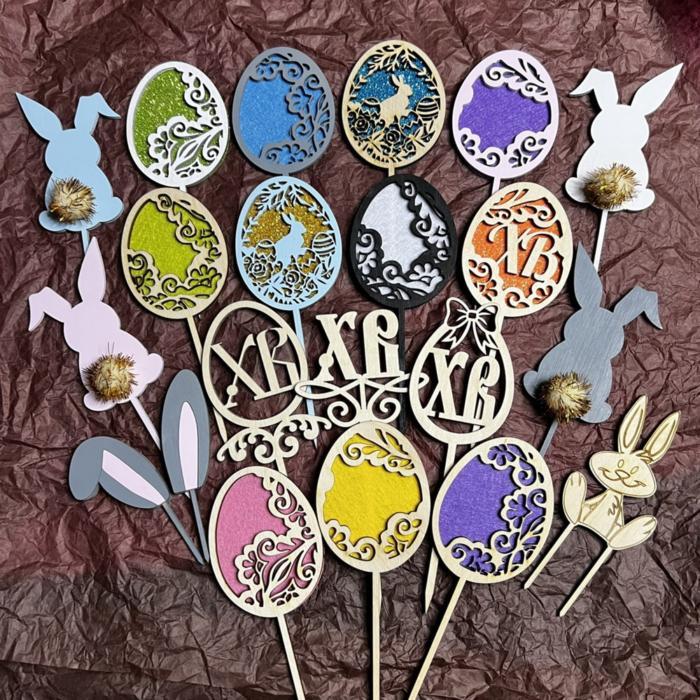 Laser Cut Easter Cake Decorations Bunny Cake Toppers Egg Toppers Free CDR Vectors Art