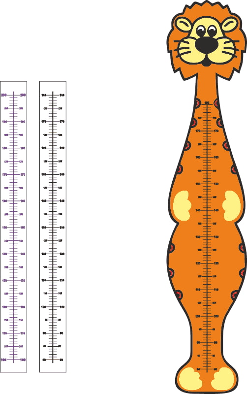 Laser Cut Children Cartoon Animal Lion Kids Growth Chart Height Measure Ruler Free CDR Vectors Art
