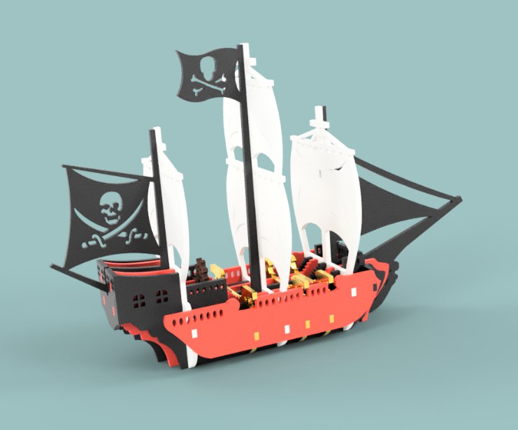 Pirate Ship For Laser Cut Free CDR Vectors Art