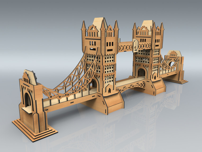 Tower Bridge Model For Laser Cut Free CDR Vectors Art