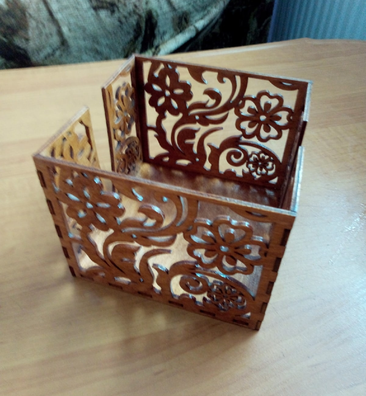 Laser Cut Table Napkin Holder Decorative Tissue Box Free DXF File
