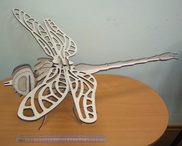 3d Wooden Dragonfly For Laser Cut Free DXF File