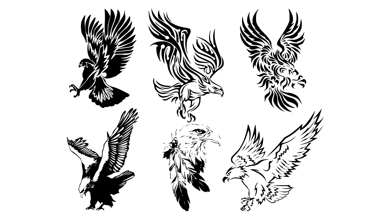 Awesome Tribal Eagle Tattoos For Laser Cut Free DXF File