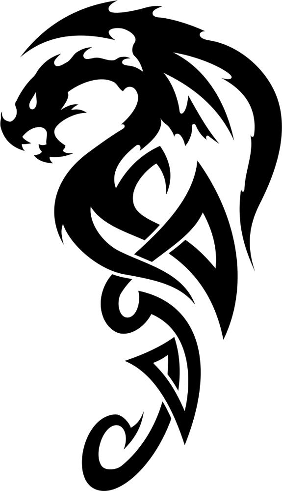 Celtic Dragon Tribal Tattoo Design Free DXF File