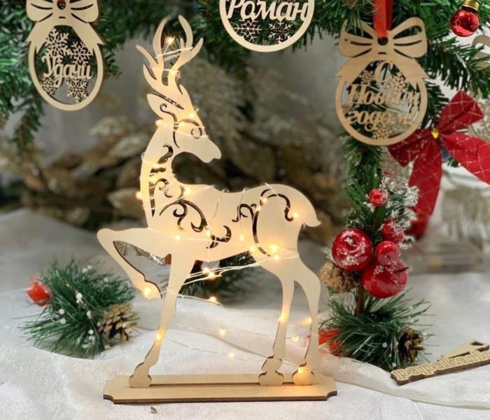 Deer New Year Decor For Laser Cut Free DXF File