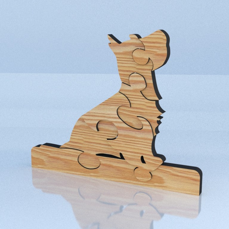 Dog Puzzle Drawing For Laser Cut Free AI File