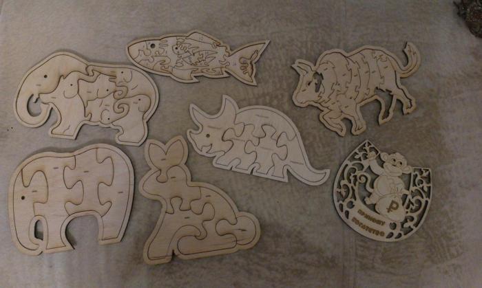 Laser Cut Animals Jigsaw Puzzle Toys Free DXF File