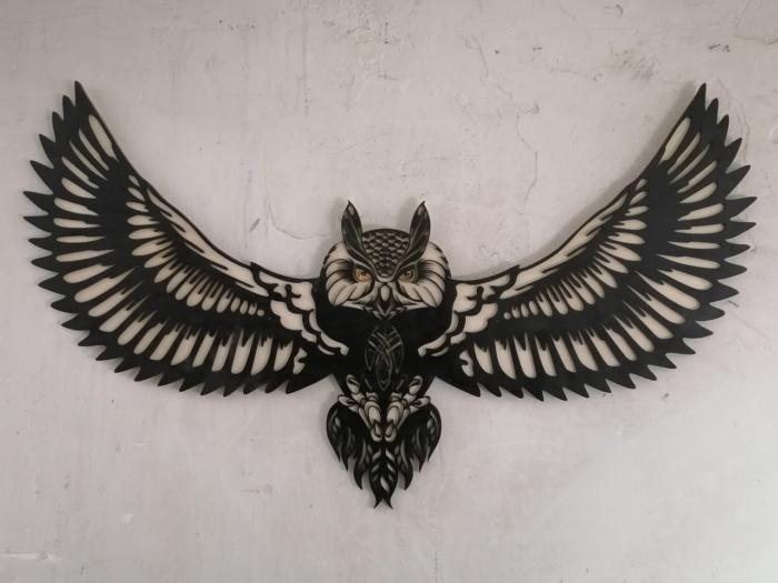 Flying Owl Wall Decor For Laser Cut Free AI File