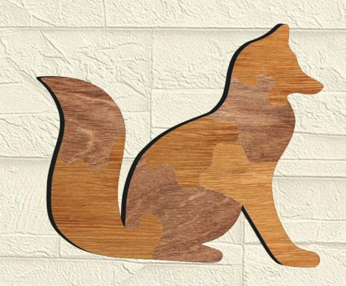 Fox Puzzle Drawing For Laser Cut Free PDF File