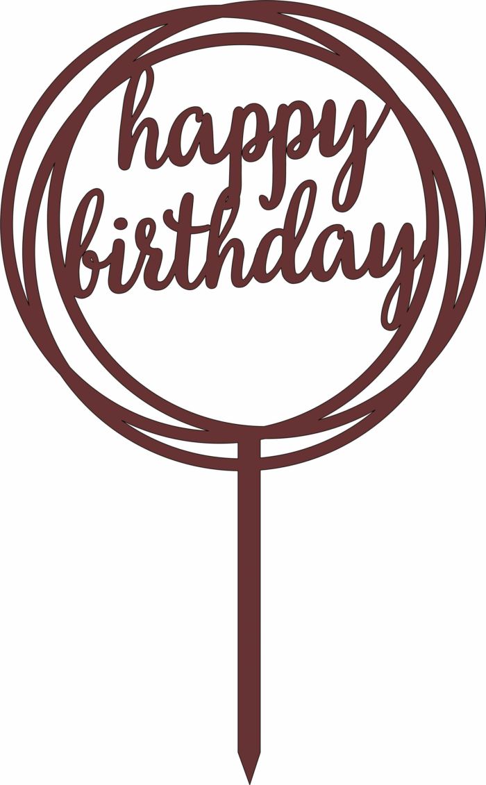 Laser Cut Happy Birthday Topper Free DXF File