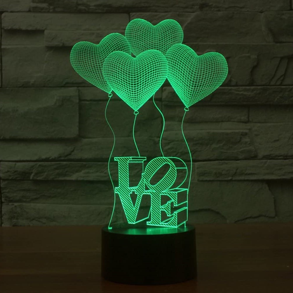 Laser Cut 3d Desk Lamp Love Balloons Acrylic Night Light Free CDR Vectors Art