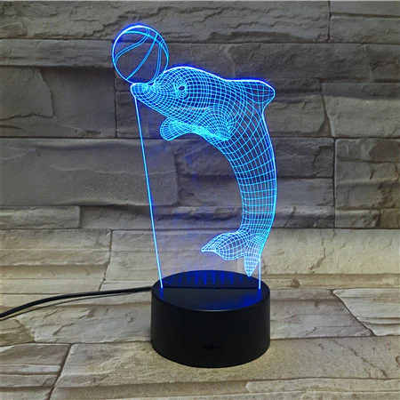 Laser Cut Dolphin 3d Acrylic Lamp Free CDR Vectors Art