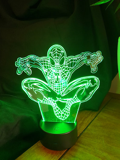 Laser Cut Spiderman 3d Illusion Lamp Free CDR Vectors Art