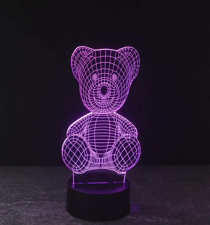 Laser Cut Teddy Bear 3d Illusion Lamp Free CDR Vectors Art