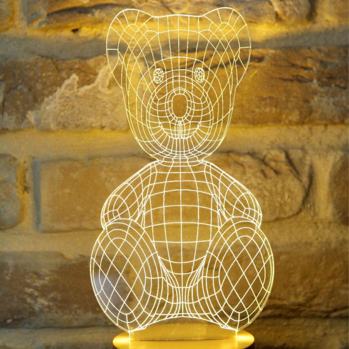 Laser Cut Teddy Bear 3d Night Light Free CDR Vectors Art