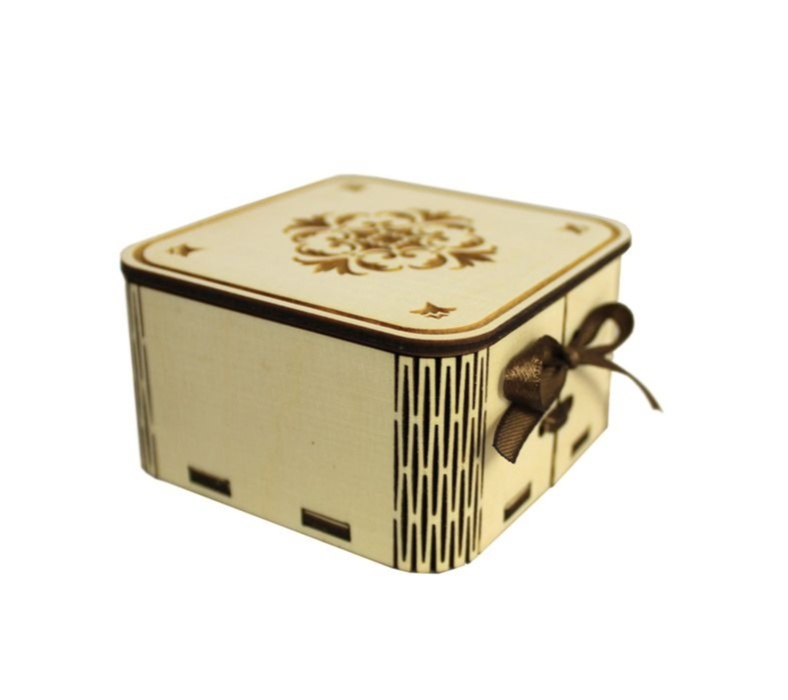 Laser Cut Personalised Small Wooden Gift Box Free CDR Vectors Art