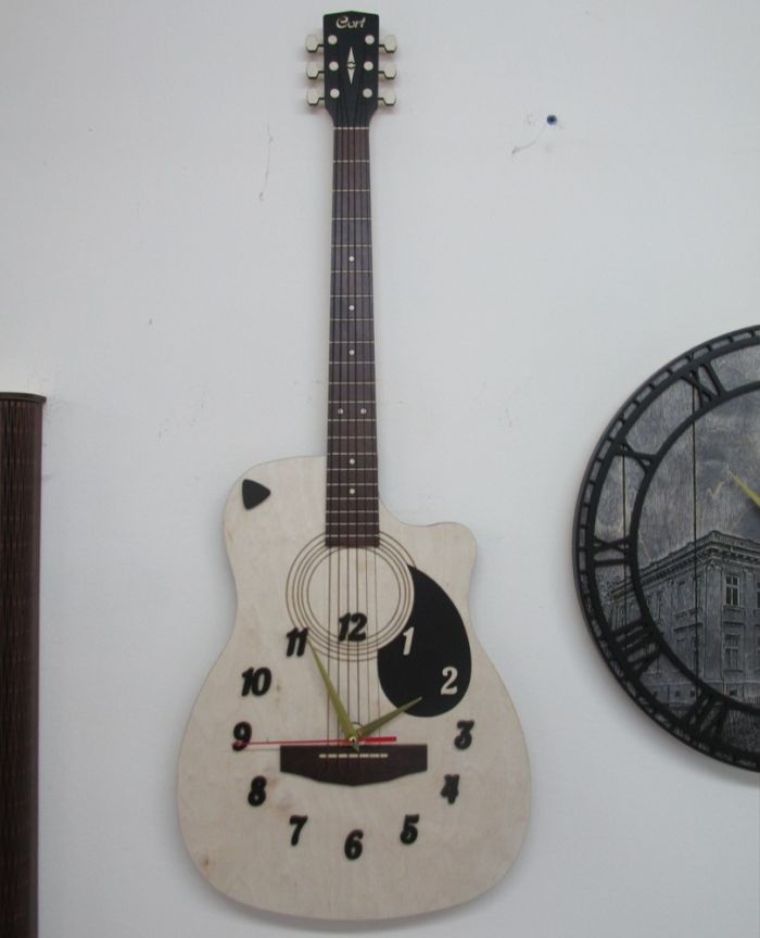 Laser Cut Guitar Wall Clock Free CDR Vectors Art