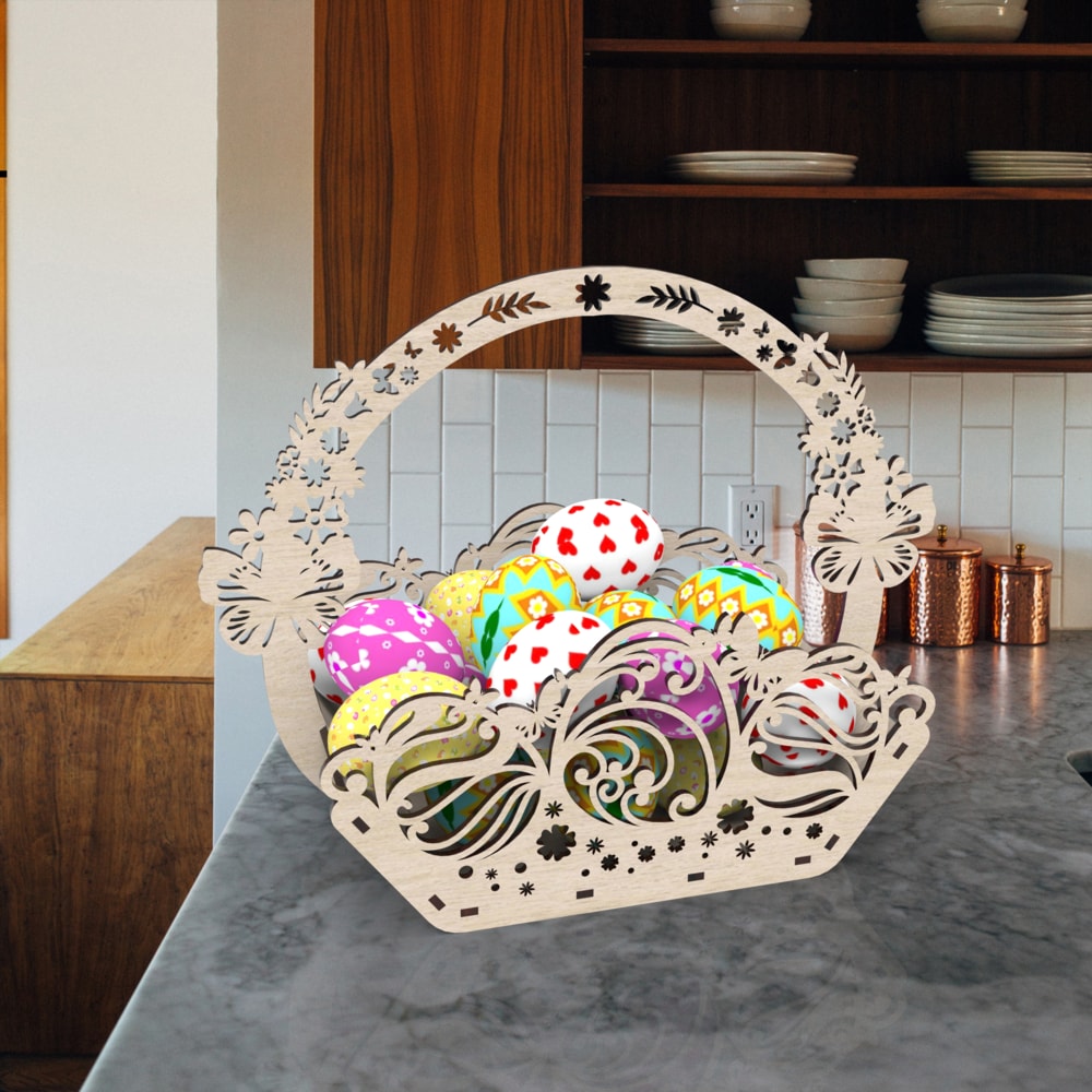 Laser Cut Easter Egg Basket Template Free CDR Vectors Art