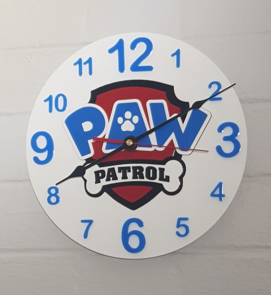 Laser Cut Paw Patrol Wall Clock Free CDR Vectors Art