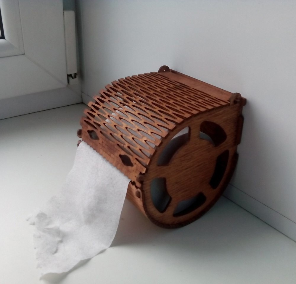 Laser Cut Wooden Toilet Paper Holder Free CDR Vectors Art