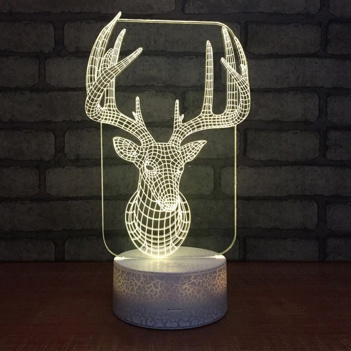 Laser Cut Deer Head Acrylic Night Light Free CDR Vectors Art