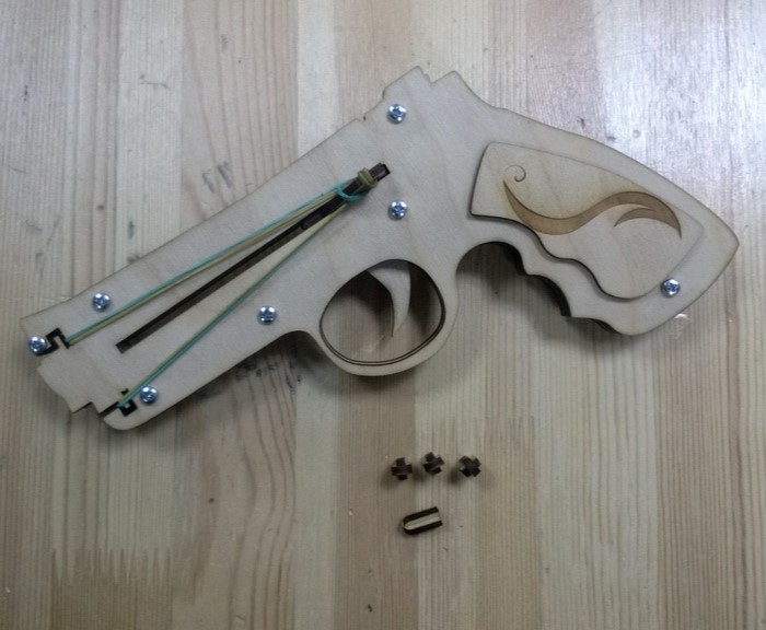 Laser Cut Diy Revolver 3d Wooden Puzzle Free CDR Vectors Art
