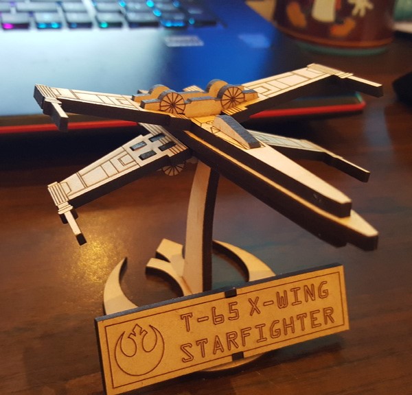 Laser Cut Small x-wing Fighter With Stand Free CDR Vectors Art