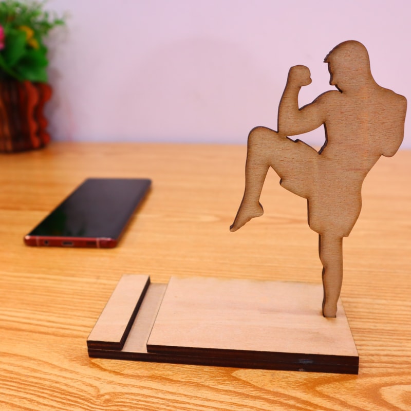 Laser Cut Karate Cell Phone Stand Plywood 6mm Free DXF File