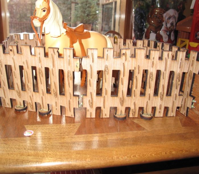 Laser Cut Toy Horse Stable Fence 4.55mm Plywood Free CDR Vectors Art