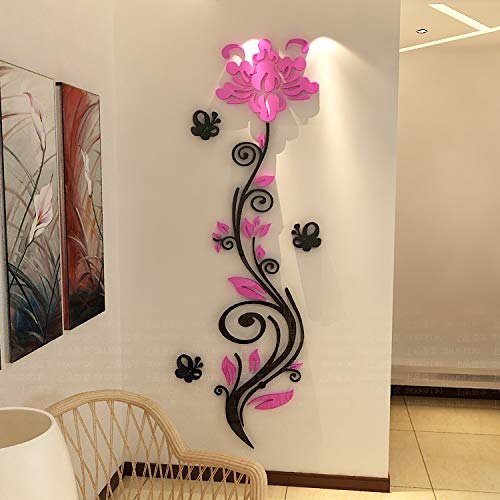 Laser Cut Rose Flower Vine Acrylic Wall Sticker Free CDR Vectors Art