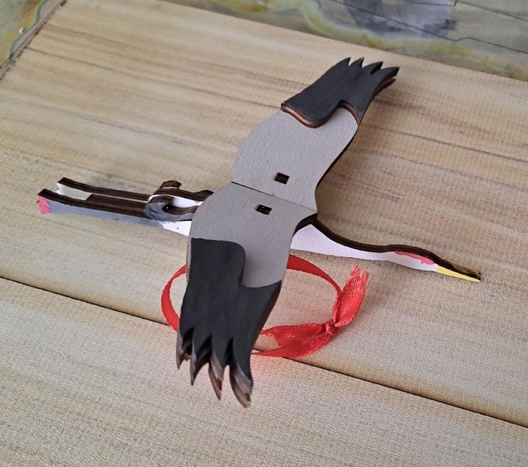 Laser Cut Crane Bird Wooden Puzzle Free CDR Vectors Art