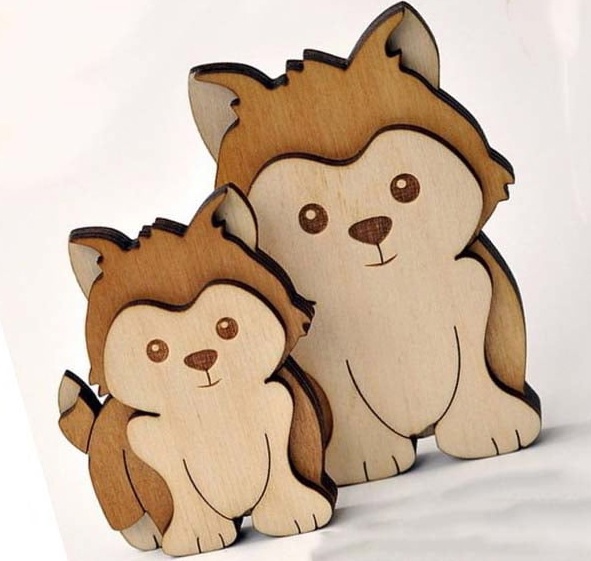 Laser Cut Layered Wooden Dogs Free CDR Vectors Art