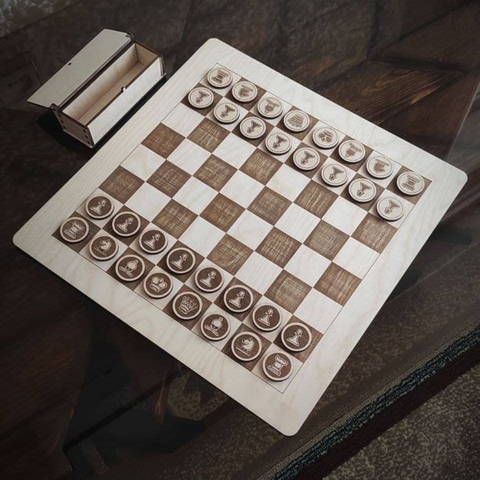 Laser Cut Engraved Chess Set Free CDR Vectors Art