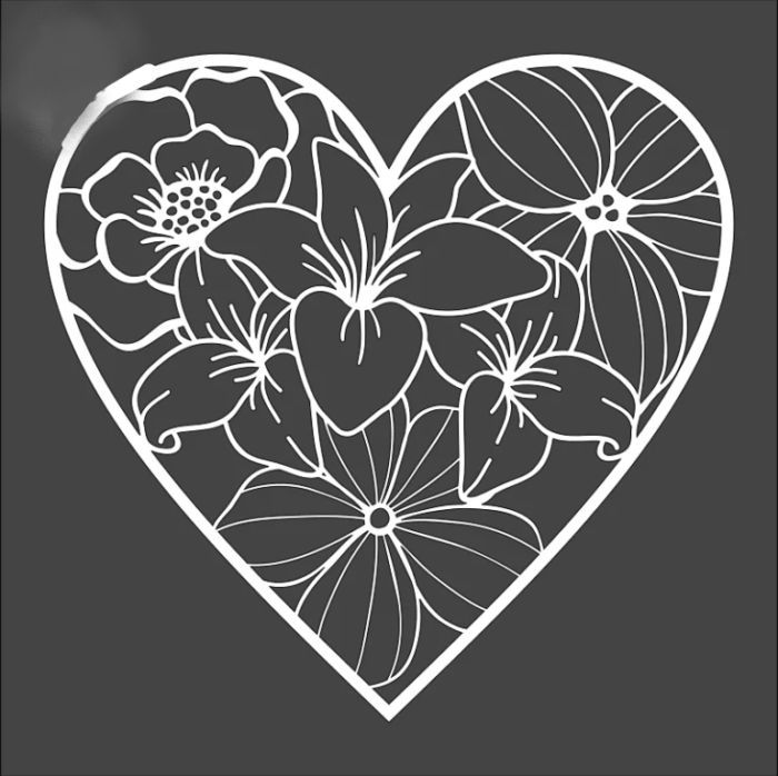 Heart Wall Decor Flowers For Laser Cut Free CDR Vectors Art