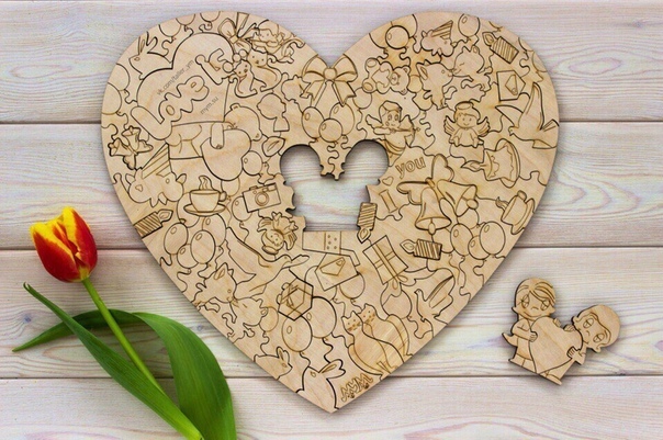 Love Heart Shape Puzzle For Laser Cut Free CDR Vectors Art