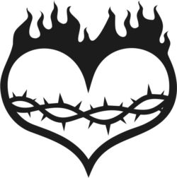 Heart With Flame For Laser Cut Free DXF File