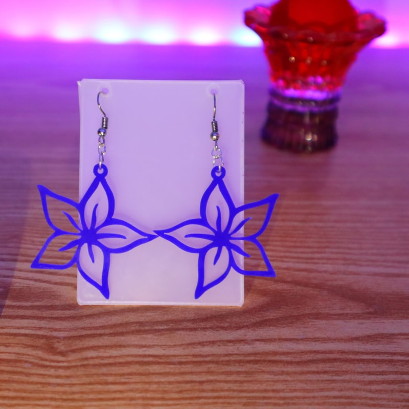 Laser Cut Women Fashion Acrylic Flower Pendant Earrings Free DXF File