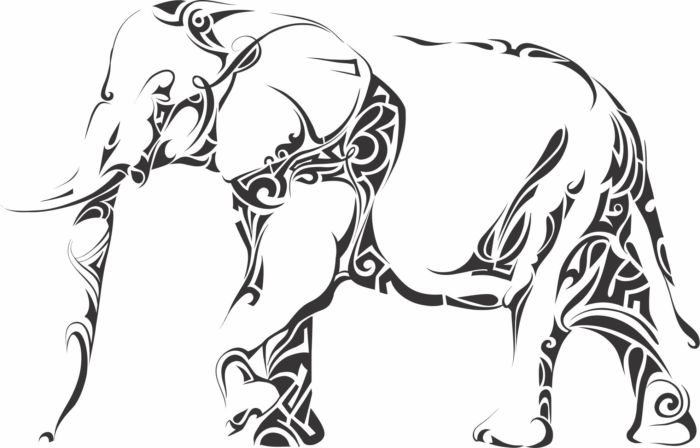Laser Cut Animal Elephant Line Art Free PDF File